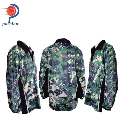 28 USD each 3 Buttons Long Sleeve Green Camo Fishing Shirts with Ribbing Cuff