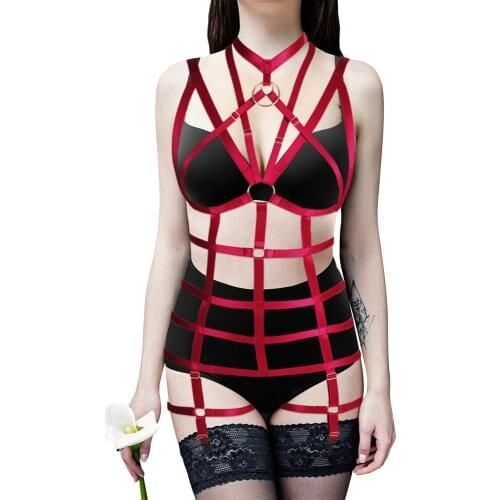 Harajuku Full Body Bondage Rope Harness Lingerie Set For Women Goth Straps Suspenders Straps Garter Belt BDSM Erotic Accessories