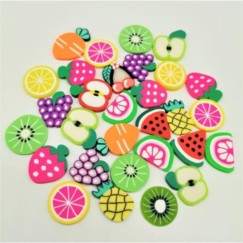 10pcs 20mm Clay Kawaii Faux Fruit Food Charms Jewelry Findings DIY Embellishments Beads for Hair Accessories Jewelry Making