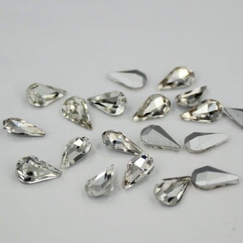 100pcs 5x8mm Crystal Rhinestones Tear Shape Crystal Clear Tiny Glass Stones Perfect For Nail Art Wedding Dress DIY Decorations