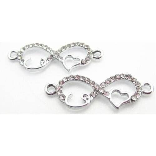 2018 New 20pcs/lot Crystal love heart infinitely charms Bracelet&Bangles charm DIY Bracelet charms Jewelry accessory charms