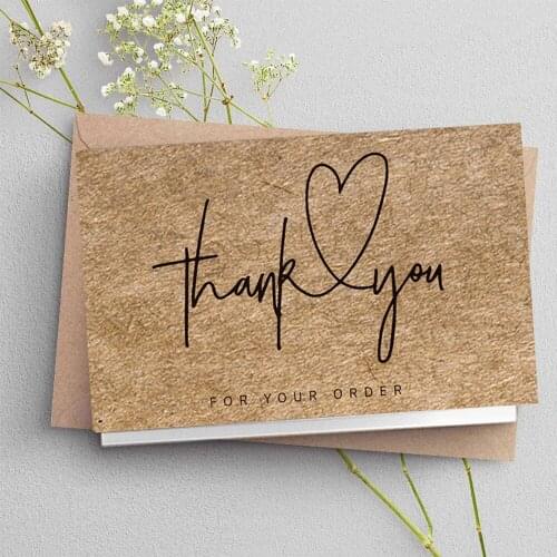 30pcs Natural Kraft Paper Thank You Cards for Business Cards Custom Gift Order Card Packaging Decor Invitation Thank You Card