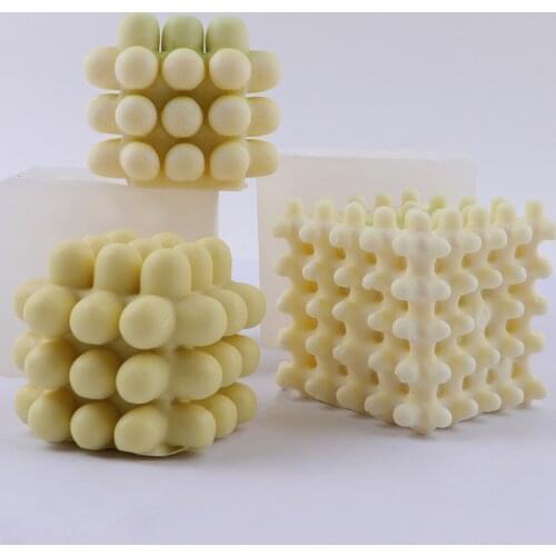 3D New Geometric Cube Stencil Candle Silicone Mold DIY Handmade Resin Molds Aroma Plaster Wax Candle Mould Home Decoration Tools