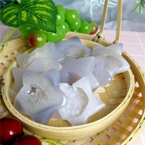 4pcs Natural crystal hole agate geode crystal geode crystal star Christmas gift Christmas Eve 40-45mm