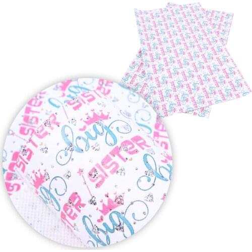 David accessories 20*33cm glitter big little sister heart Faux Synthetic Leather,DIY Decorative Garment Hairbow Bags,1Yc5614