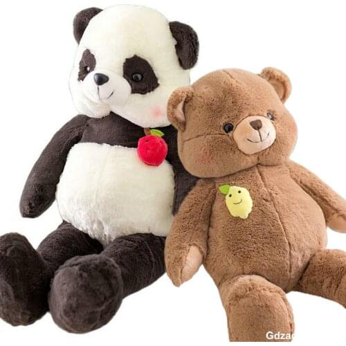 80cm/1M Giant Panda Plush toy Strawberry Corsage Mango Brown Bear Cherry Duck Stuffed Cartoon Animal Doll Kid Hug Message Pillow