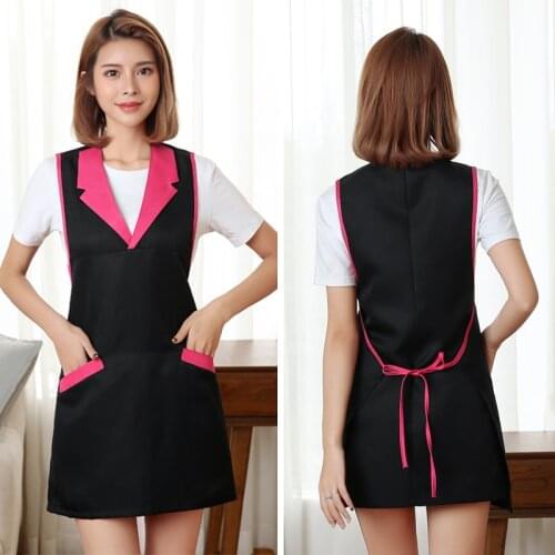 Household Restaurant Cafe Cleaning Waitress Apron For Women Female Nail Salon Baking Cooking Kitchen Aprons Dress With Pockets