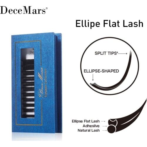 DeceMars Ellipse Flat Eyelash Extension Soft Tips Light Weight Individual Mink
