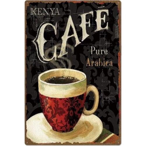 Design Kenya Cafe Tin Metal Signs Wall Art | Thick Tinplate Print Poster Wall Decoration for Kitchen/Coffee Corner