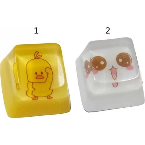 1PC Resin Double Layer Keycap for Mechanical Keyboard DIY Cherry Profile R4 Original Height Transparent Cartoon Key Cap