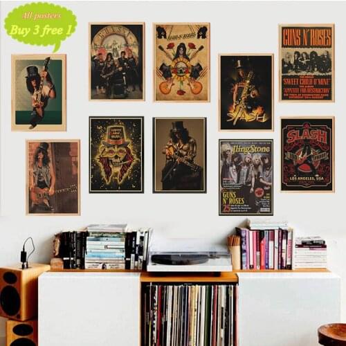 Guns N Roses Rock Music Posters Vintage Poster Wall Sticker Home Decor Kraft paper Cafe Bar poster