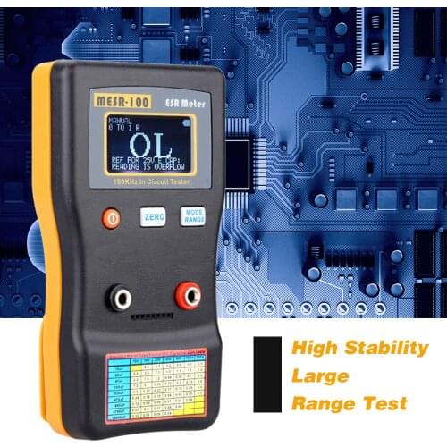 MESR-100 ESR Capacitance Ohm Meter Professional Measuring Capacitance Resistance Capacitor Circuit Tester with Test Clip