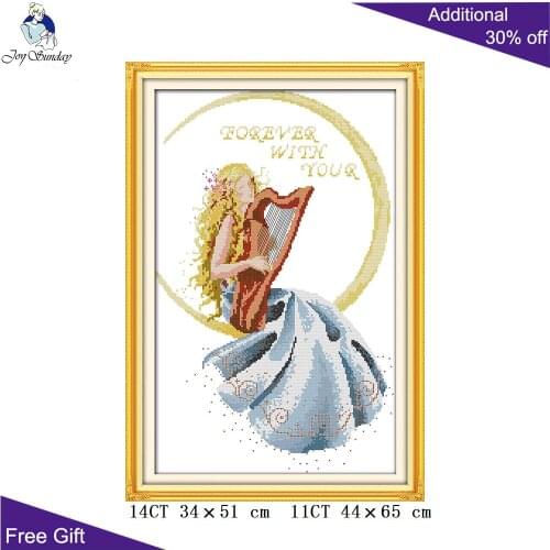 Joy Sunday Moon Fairy Home Decoration R489 Counted and Stamped A Beautiful Woman In Moon Embroidery Cross Stitch kits