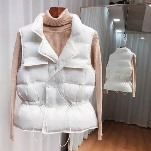 Short Down Vest Women Winter Sleeveless Vest Jacket Windproof Lightweight Waistcoat Female Black Gilets Windbreaker Down Coat