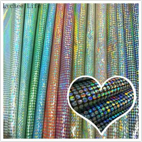 Lychee Life 1Yard Faux Pu Leather Dots Printed Sheets Chunky Glitter Fabric DIY Accessories Synthetic Leather Patchwork