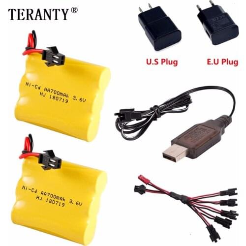 M Model ) Ni-CD 3.6v 700mah Battery + USB Charger For Rc toys Car Tank Train Robot Boat Gun AA 3.6v Rechargeable Battery Pack