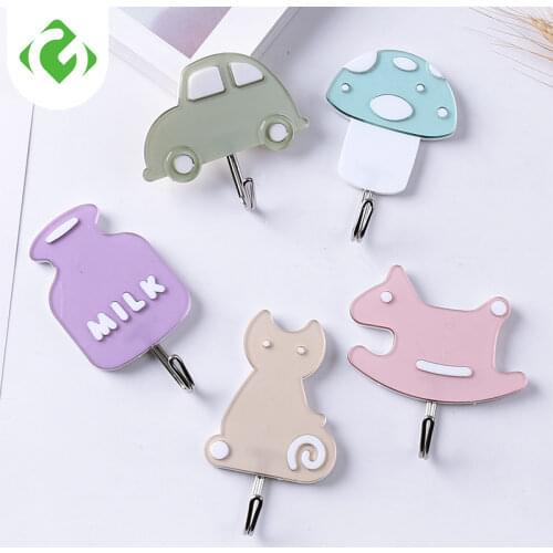 1PC Hook Strong Cute shape Suction Wall Sucker Hanger Waterproof Adhesive Heavy Load Rack Stainless Steel Hook cintre cabide