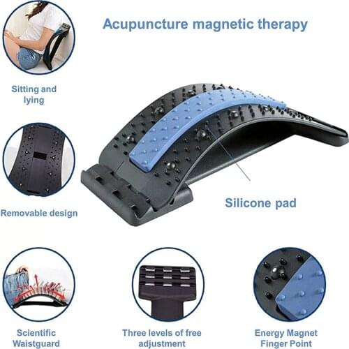 Multi-level PP Material Back Stretching Device Pain Relief Adjustable Spine Lumbar Massager Traction Device Boards