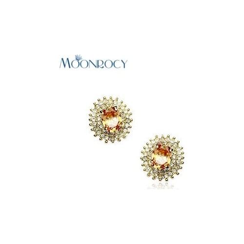 MOONROCY Zirconia Free Shipping Rose Gold Color Fashion Jewelry Wholesale Crystal Earrings For Women Gift