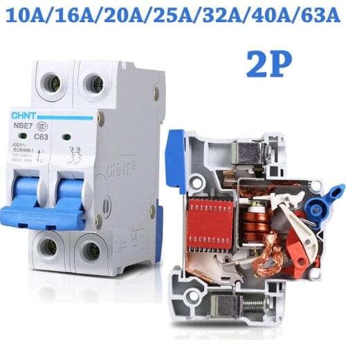 NEW 2P 10A/16A/20A/25A/32A/ 230V 50HZ Mini Circuit Breaker MCB C63 C-type 36mm Overload Short