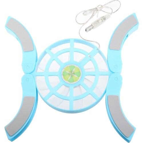 DR-S04 USB Powered Laptop Cooling Pad Folding Portable Cooling Pad Blue Light Effect with Double Fans Cooling Stand Blue