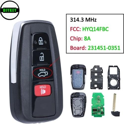 DIYKEY 231451-0351 Board ASK 314.3MHz smart keyless go remote key fob 8A chip for Toyota RAV4 2018 2019 8990H-0R03 FCC: HYQ14FBC