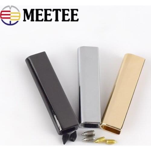 Meetee 5/10pcs 39mm Metal Bag Tail Clip Buckles Rectangular Corner Protector Edges Screws Clips Buckle DIY Hardware Accessories