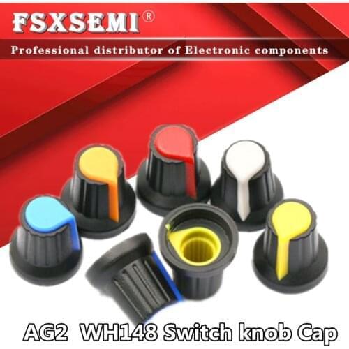 10pcs WH148 Potentiometer Switch knob Cap Plastic Knob Plum Handle 15X17mm AG2 Handle 6MM BLACK RED YELLOW ORANGE WHITE