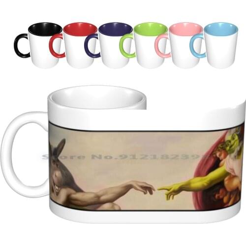 Shrek Hands Of God Ceramic Mugs Coffee Cups Milk Tea Mug Shrek Donkey Funny Meme God Religion Hands Touch Memes Joke Trending