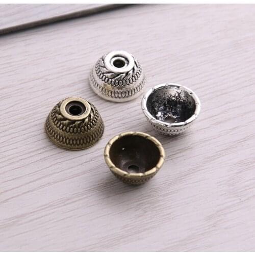 SWEET BELL 20pcs 8*16*16mm Two Color Receptacle Hollow Bowl DIY Spaced Jewelry Accessories Charms For Jewelry Making