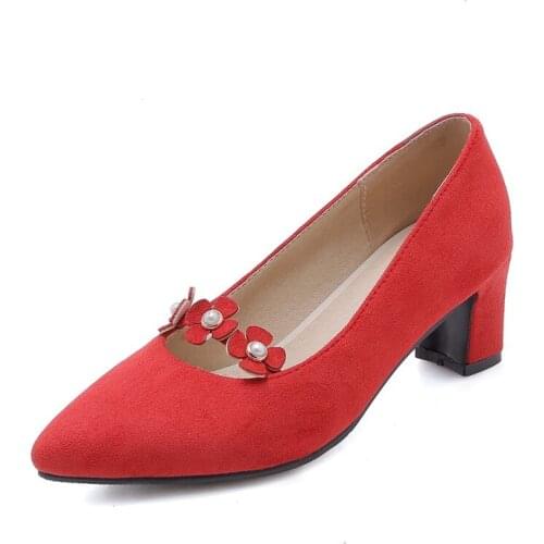 Big Size 9 10 11 12 13 14 15 16 17 ladies high heels women shoes woman pumps Pointed flower single shoe