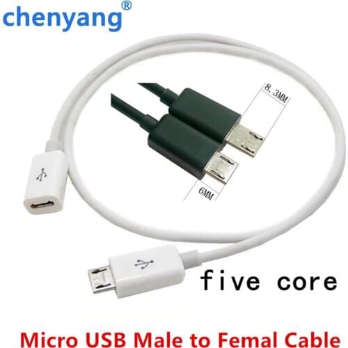 Long plug Micro-USB 5pin Micro USB USB 2.0 Male Connector to Micro USB 2.0 Female Extension Cable 10cm 25cm 50cm 100cm 200cm