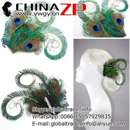 Leading Supplier CHINAZP Factory Novelty Natural Peacock Feather Clip for Women Hair Accessory
