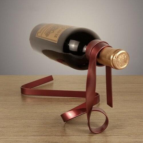 Magic Floating Colored Ribbon Wine Bottle Holder Rack Stand Bracket Art Decor Stand Holder Kitchen Dining Room Cellar Bar Decor