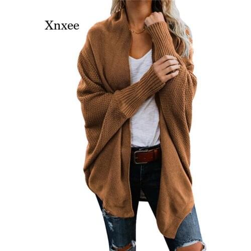 Knitted Sweaters Autumn Long Female Coat Winter Cardigans for Women Batwing Sleeve Sweaters Plus Size Clothing Femme Overcoat