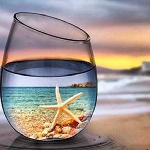 Needlework Full diamond embroidery Beach landscape Glass jar diy 5d diamond painting picture cross stitch mosaic puzzle decor