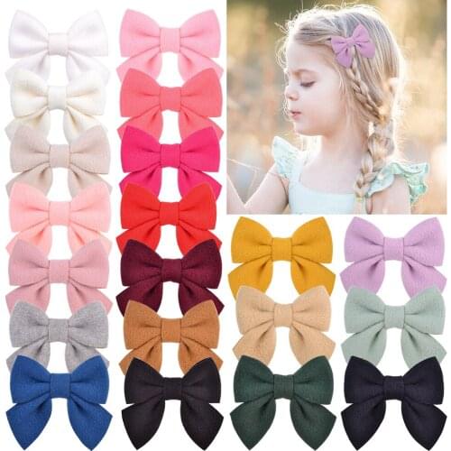 2Pcs/lot Colorful Bowknots BB Hair Clips For Cute Girls Boutique Cotton Barrette Handmade Hairpin Headwear Kids Hair Accessories