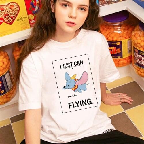 Summer Disney Women Tshirt Anime Dumbo Elephant Print Cartoon Tee Tops For Woman Harajuku Punk Style Casual Short Sleeve