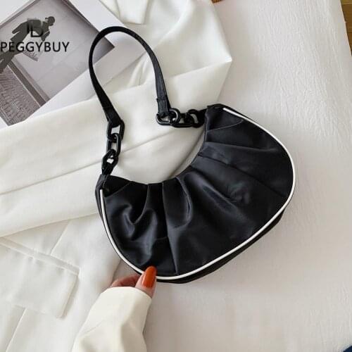 2021 New Fashion Women Pleated Shoulder Bag Retro Ladies Small Hobos Underarm Bags Solid Color Pleated Tote Bag