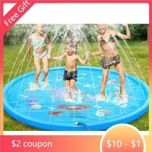 100 150 170cm Pad Water Sprinkler Mat for Kids Outdoor Summer Toy Baby Swimming PVC Pool Play for Children Ages 1-12 Y Toddlers