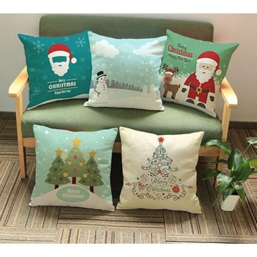 2018 New Hot Selling Home Decorative Sofa Throw Pillow For Christmas Decoration Santa Claus Snowman Christmas Tree Cushion Cover