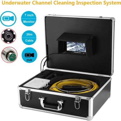 7inch Screen Waterproof Underwater Channel Cleaning Inspection System 20m Cable 23mm Len With DVR Function And Sun-visor