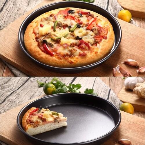 Non-Stick Round Pizza Plate Pizza Pan Deep Dish Tray Carbon Steel Non-stick Mold Baking Tool Baking Mould Pan Pattern 8 9 inch