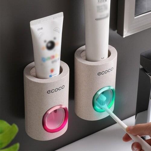 Toothpaste Squeezers Automatic Toothpaste Dispenser Tooth Dust-proof Toothbrush Holder Wall Mount Stand Bathroom Accessories Set