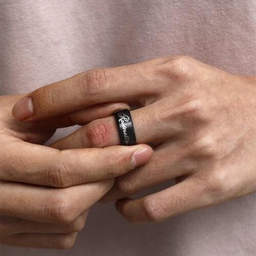 MOREDEAR 8mm Black Titanium Raiderette Ring For Men and Women