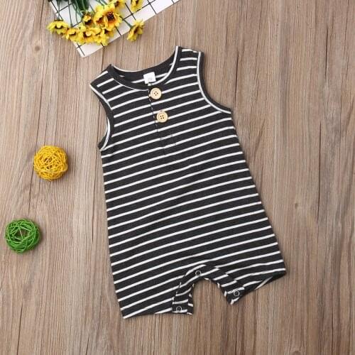 Baby Summer Clothing 0-24 Newborn Infant Baby Boy Girl Striped Romper Clothes Sleeveless Striped Summer Outfit Jumpsuit