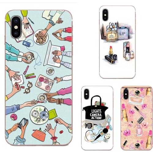 For Samsung Galaxy A51 A01 A81 S9 S8 Plus S20 S10 Plus A50 A70 A40 A71 Soft Art Print Makeup Perfume Lipstick Make Up