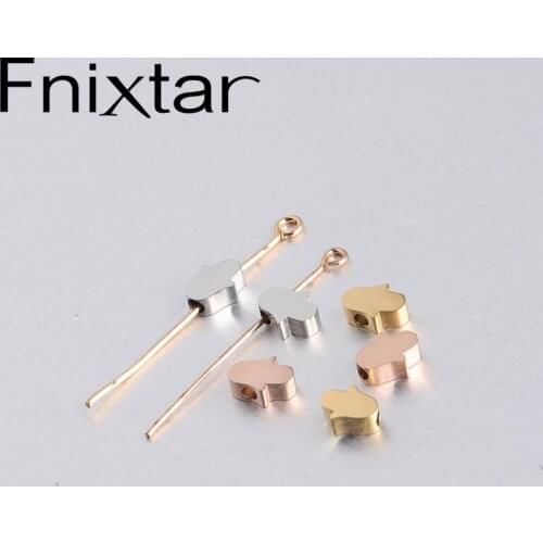 Fnixtar Gold Color Mirror Polished Stainless Steel European Hamsa Hand Bead DIY Jewelry 1.8mm Small Hole Bead 3*8mm 20piece/lot