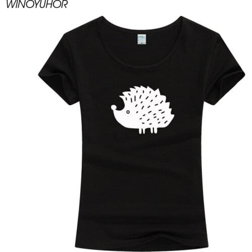 Cute Cartoon Animal Hedgehog Printed T Shirts Women Summer Fashion Short Sleeve T-Shirt Ladies Girls Brand Clothing Tops