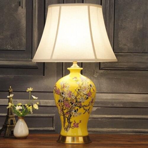 China Antique Living Room Vintage Table Lamp Porcelain Ceramic Table Lamp wedding decoration funny table lamp flower and bird
